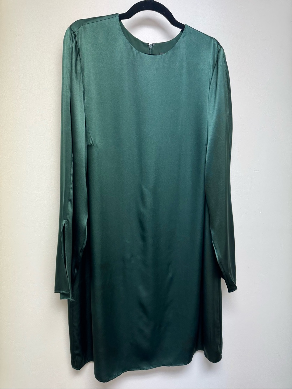 Banana Republic Deep Green Long Sleeve silk Shift Dress PARTY CAREER  size  XL